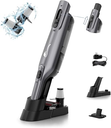 Cordless Handheld Vacuum, Lightweight Portable Hand Vacuum Cleaner with LED Light,Rechargeable Hand Held Vacuum with Charging Dock, Powerful Suction for Office, Home,Car,Gray Cordless Handheld Vacuum, Lightweight Portable Hand Vacuum Cleaner with LED Light,Rechargeable Hand Held Vacuum with Charging Dock, Powerful Suction for Office, Home,Car,Gray