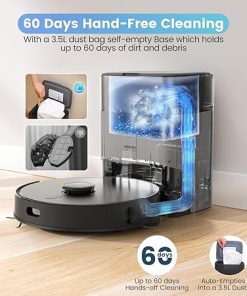 AIRROBO Robot Vacuum and Mop Combo, Self-Emptying, 60-Day Capacity, Home Mapping, Schedule, Wi-Fi/App/Alexa/Remote, 180mins Runtime, T20+ Robotic Vacuum Cleaner for Pet, Hard Floors, Carpet 2
