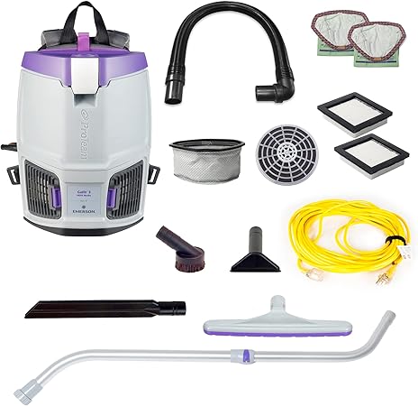 ProTeam GoFit 3 Commercial Backpack Vacuum with Xover Multi-Surface Telescoping Wand Tool Kit, 3 qt, Corded ProTeam GoFit 3 Commercial Backpack Vacuum with Xover Multi-Surface Telescoping Wand Tool Kit, 3 qt, Corded