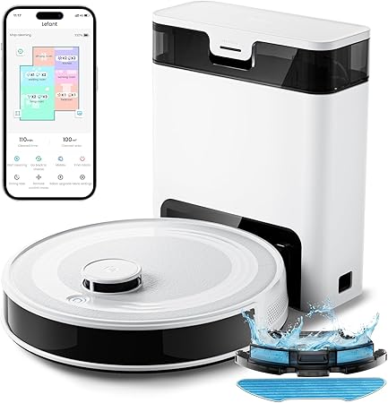 Lefant Robot Vacuum and Mop Combo, 8 Weeks Self-Emptying with Dual Dustbin Options, 6000Pa LiDAR Robotic Vacuum Cleaner with Precision Mapping, 240mins, Carpet Detection, WiFi/App/Alexa, M2S Pro Lefant Robot Vacuum and Mop Combo, 8 Weeks Self-Emptying with Dual Dustbin Options, 6000Pa LiDAR Robotic Vacuum Cleaner with Precision Mapping, 240mins, Carpet Detection, WiFi/App/Alexa, M2S Pro