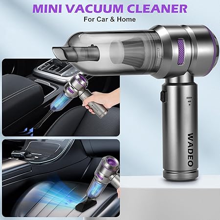WADEO Handheld Vacuum Cordless, 4-in-1 21000PA Brushless Car Vacuum & 210000RPM Air Duster 7500mAh Battery Air Blower Wireless Handheld Vacuum for Car, Office and Home Cleaning 2 WADEO Handheld Vacuum Cordless, 4-in-1 21000PA Brushless Car Vacuum & 210000RPM Air Duster 7500mAh Battery Air Blower Wireless Handheld Vacuum for Car, Office and Home Cleaning - Image 2