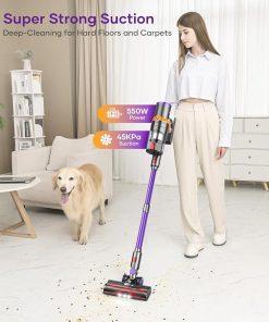 Cordless Vacuum Cleaner, 550W/45Kpa Stick Vacuum with Smart Display, MAX 65Mins Runtime Vacuum Cleaners for Home, Auto Mode & Anti-Tangle Lightweight Vacuum for Pet Hair/Carpet/Floor 2